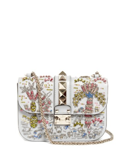 VALENTINO Lock medium embellished leather shoulder bag ~ bling bags ~ designer handbags ~ statement accessory