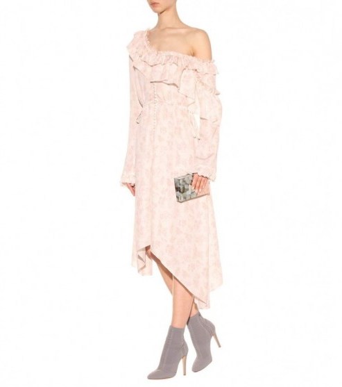 MAGDA BUTRYM Saragossa pale pink silk ruffle dress ~ asymmetric dresses ~ feminine & romantic fashion - flipped