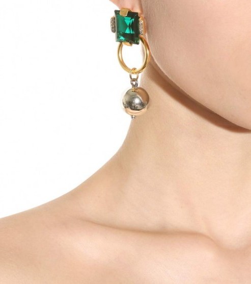 MARNI Green Crystal drop earrings ~ statement jewellery - flipped