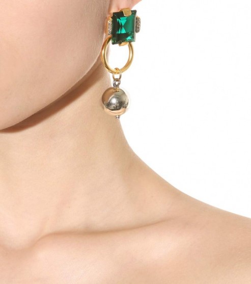 MARNI Green Crystal drop earrings ~ statement jewellery