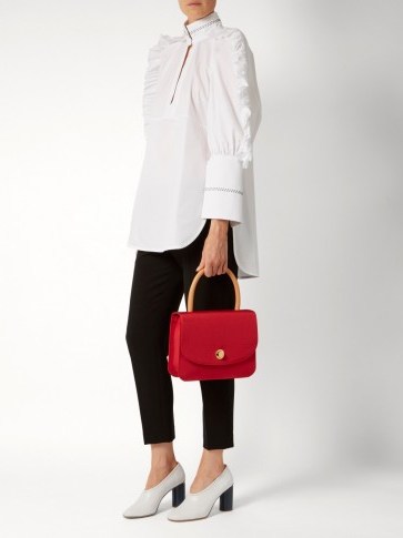 MANSUR GAVRIEL Metropolitan top-handle red satin grosgrain bag ~ chic handbags ~ designer bags - flipped