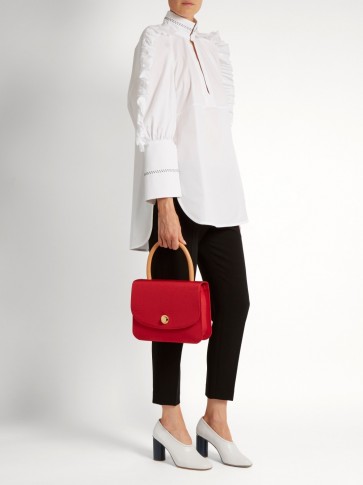 MANSUR GAVRIEL Metropolitan top-handle red satin grosgrain bag ~ chic handbags ~ designer bags