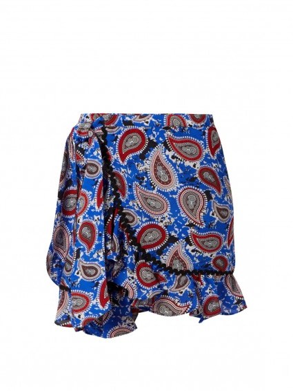 DODO BAR OR Milo paisley-print mini wrap skirt ~ blue silk skirts ~ stylish summer fashion - flipped