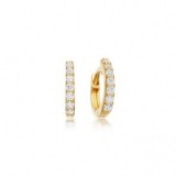 Mini Halo Hoop White Diamond Earrings in 14 carat yellow gold. Small neat hoops | minimalist jewellery | luxe-style accessory | diamonds