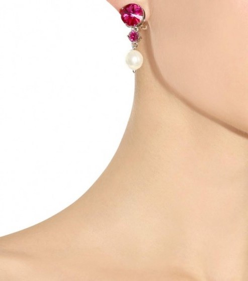 MIU MIU Pink Crystal drop earrings ~ designer fashion jewellery ~ statement accessory - flipped