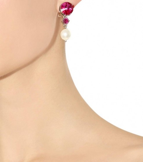 MIU MIU Pink Crystal drop earrings ~ designer fashion jewellery ~ statement accessory