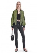 ALEXANDER WANG BRIGHT YELLOW NEON BOMBER JACKET WITH MESH OVERLAY. Designer jackets | casual luxe