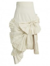 JACQUEMUS Pleated fan-detail midi skirt beige ~ statement pleated skirts ~ beautiful fashion