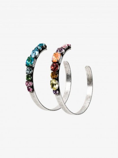 Dannijo Rainbow Hoop Earrings – large multi-coloured crystal hoops – bling jewellery - flipped