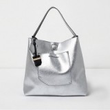 River Island Silver metallic reversible underarm beach bag ~ summer holiday bags ~ stylish shopper