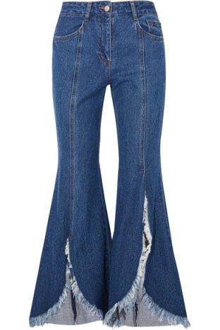 SJYP STEVE J & YONI P Frayed mid-rise flared jeans – as worn by Olivia Palermo on Instagram, 26 April 2017. Celebrity fashion | casual star style | statement denim clothing - flipped