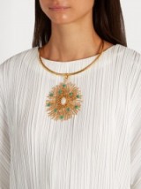SYLVIA TOLEDANO Solar gold-plated necklace ~ large statement necklaces ~ turquoise stone jewellery ~ round pendants