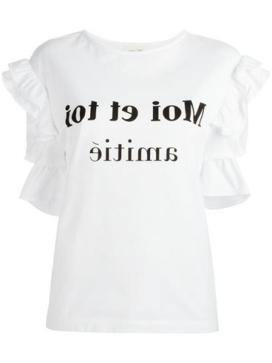 STEVE J & YONI P Moi et Toi T-shirt. White cotton ruffle tee | ruffled t-shirts | casual tops - flipped