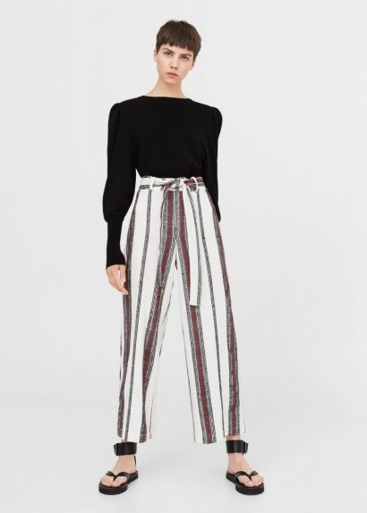 MANGO Striped cotton trousers ~ wide leg stripe print pants ~ summer fashion - flipped