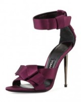 TOM FORD Bow Satin Ankle-Strap 105mm Sandal Purple ~ high metal pin heel sandals ~ designer heels ~ occasion shoes ~ glamorous footwear