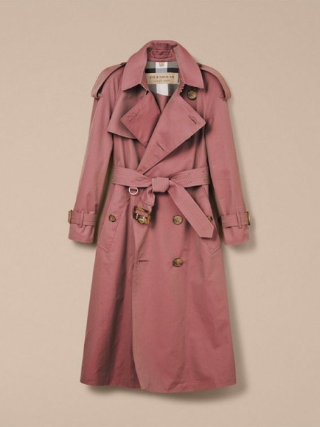 BURBERRY Tropical Gabardine Trench Coat Antique Rose ~ long belted macs ~ classic coats ~ British designer clothing - flipped
