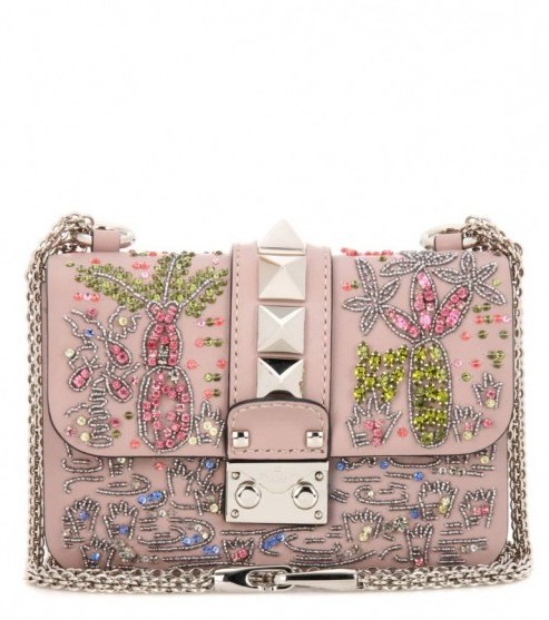 VALENTINO Valentino Garavani Lock Mini Pink crystal-embellished shoulder bag ~ Italian leather handbags ~ beautiful bags ~ designer accessories - flipped