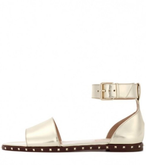 VALENTINO Valentino Garavani Soul Rockstud leather sandals ~ gold summer shoes ~ casual holiday luxe - flipped