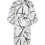 river island white abstract print puff sleeve swing dress ~ wide sleeved party dresses