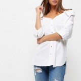 River Island white bardot off shoulder top ~ off the shoulder shirts ~ summer shirt style tops ~ on trend fashion
