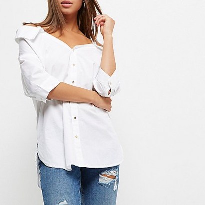 River Island white bardot off shoulder top ~ off the shoulder shirts ~ summer shirt style tops ~ on trend fashion - flipped