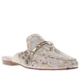 schuh pale pink ritzy flats. Flat backless loafers | luxe open back fabric loafers | floral embroidered flats | chic flat shoes