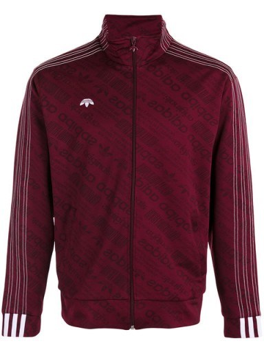 Kourtney Kardashian style ~ ADIDAS ORIGINALS BY ALEXANDER WANG jacquard track jacket maroon, as worn by the reality star visiting Planned Parenthood in Los Angeles, posted on Instgram, May 2017. Celebrity fashion | sports jackets - flipped