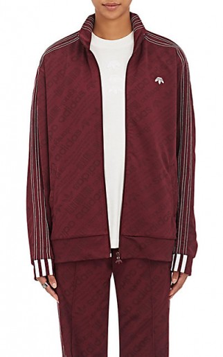 ADIDAS ORIGINALS BY ALEXANDER WANG Logo Track Jacket burgundy/red, as worn by Kourtney Kardashian visiting Planned Parenthood in Los Angeles, posted on Instgram, May 2017. Celebrity sports gear | casual star style jackets