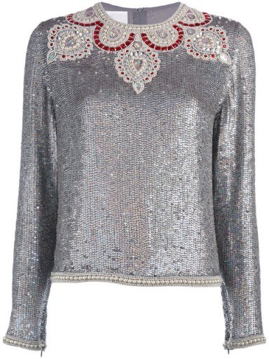 ASHISH bead embellished sequin top ~ silver sequined tops ~ beautiful fashion - flipped