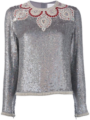 ASHISH bead embellished sequin top ~ silver sequined tops ~ beautiful fashion
