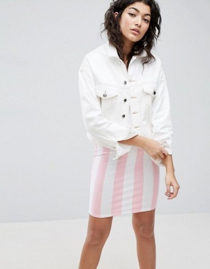 ASOS Denim Cropped Boxy Jacket in White. Casual jackets | on-trend fashion - flipped