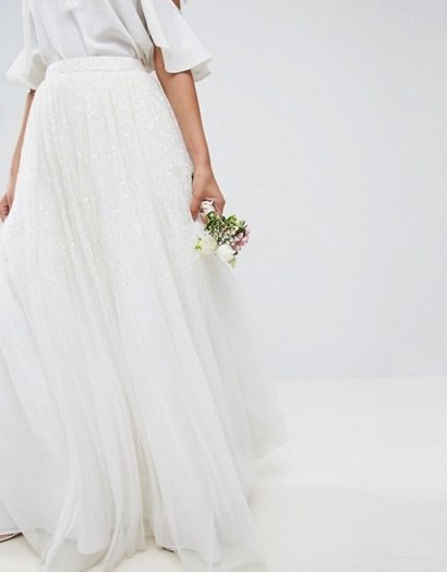 ASOS Wedding Embellished Maxi Tulle Skirt ~ full ivory net bridal skirts ~ sequin embellishments ~ on a budget ~ affordable - flipped