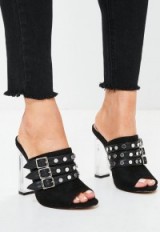 missguided black multi strap perspex mule heels ~ statement mules ~ summer style ~ clear block high heel shoes