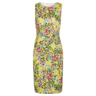 Hobbs Fiona Floral Print Dress Lemon-drop Multi ~ yellow flower print sleeveless dresses - flipped