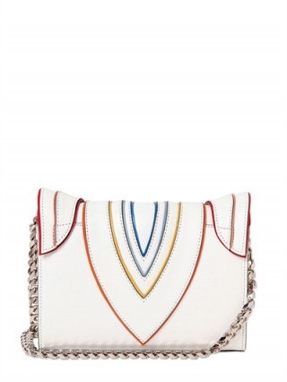 ELENA GHISELLINI FELINA MIGNON COLOR WAVES SHOULDER BAG – white leather handbags – metal chain strap bags – stylish bags - flipped