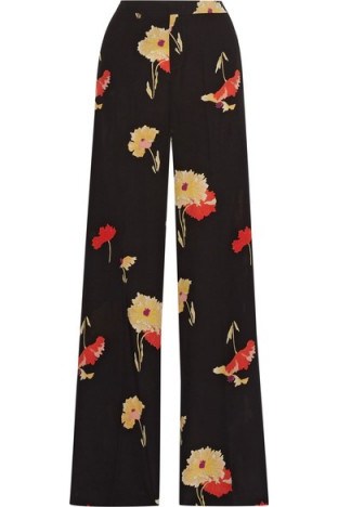 ETRO Printed silk-crepe wide-leg pants. Wide leg floral print trousers | designer fashion - flipped