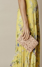 Karen Millen FLORAL CLUTCH – NUDE ~ occasion accessories ~ pale pink leather flowers ~ applique ~ evening bags