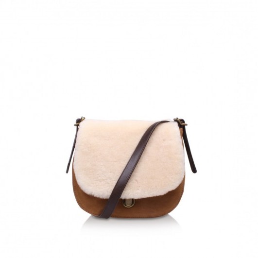 UGG Australia Heritage Crossbody – brown suede shoulder bags ~ fluffly handbags ~ stylish bags - flipped