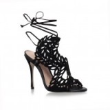 KG Kurt Geiger Horatio black suede sandals – ankle tie shoes – cut out high heels – occasion footwear