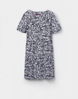 JOULES JULIA PLEATED JERSEY DRESS NAVY MARA DITSY ~ blue floral shift dresses ~ flower print fashion