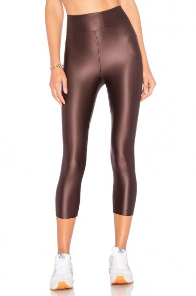 KORAL LUSTROUS HIGH RISE CROP LEGGING BORDEAUX. Dark red cropped leggings | stretch fit sports pants - flipped