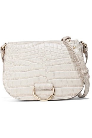 LITTLE LIFFNER D Saddle medium croc-effect leather shoulder bag – beige crossbody bags – stylish handbags - flipped