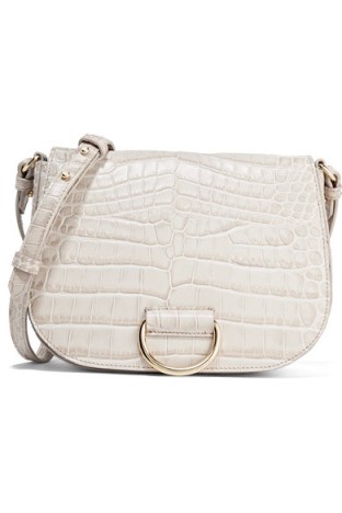 LITTLE LIFFNER D Saddle medium croc-effect leather shoulder bag – beige crossbody bags – stylish handbags