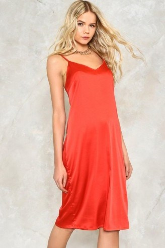 NASTY GAL Love or Just a Game Satin Dress ~ red slip dresses ~ cami style fashion ~ thin strap - flipped