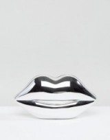 Lulu Guinness Silver Perspex Lips Clutch Bag