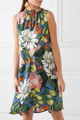 MARNI Floral-print silk dress ~ bold flower prints ~ sleeveless designer dresses ~ gathered high neck - flipped