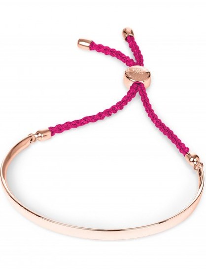 MONICA VINADER Fiji 18ct rose gold-plated friendship bracelet rose cerise cord ~ pink corded bracelets ~ chic modern style jewellery ~ stylish accessories - flipped