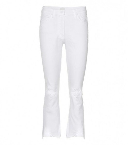 MOTHER The Insider Crop Step Fray jeans. White distressed denim | cropped hem - flipped