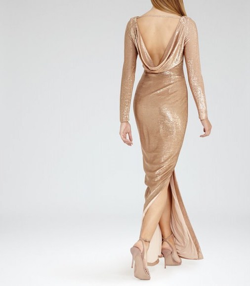 reiss ORION METALLIC MAXI DRESS ORCHID ~ chic shimmering dresses ~ low cowl back evening gowns ~ statement occasion wear ~ metallics - flipped