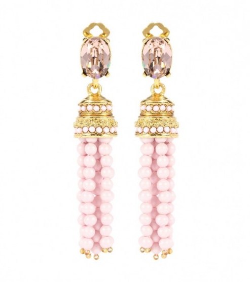 NEW ARRIVAL OSCAR DE LA RENTA Crystal-embellished beaded tassel earrings - flipped